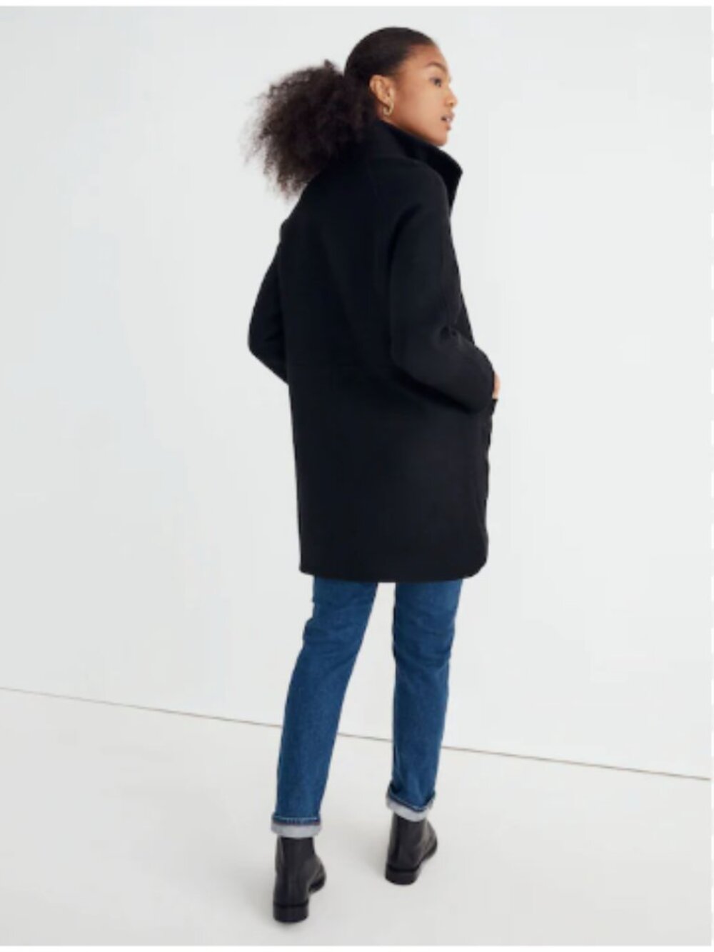 Madewell Estate Cocoon Wool Cashmere Coat Insuluxe Fabric Medium Black - Picture 6 of 12